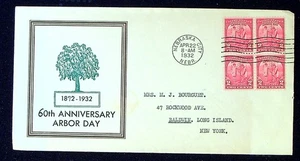 Scott # 717 - Cachet Arbor Day 60th Anniversary FDC 1932 mit 4er Block - Bild 1 von 1