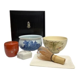 Taza de té tradicional japonesa Doka para ceremonia del té, batidor de té, etc. Juego de utensilios - Imagen 1 de 7