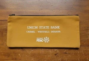 Vintage Union State Bank Carmel Westfield Indiana Bank Geld Kaution Reißverschluss Tasche - Bild 1 von 7
