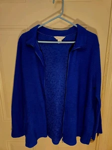 Liz Clayborne Darker Blue Size XL Light Jacket Outerwear Horizontal Stripe Flaws - Picture 1 of 9