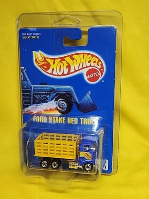 Camión Ford 1991 Hot Wheels con plataforma de estacas #99 tarjeta azul con protector 🔥X5 Foto 1 de 4