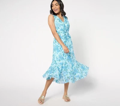 Vestido midi Isaac Mizrahi Live Regular Always Isaac Twist Frontal Malla Talla Mediana Foto 1 de 4