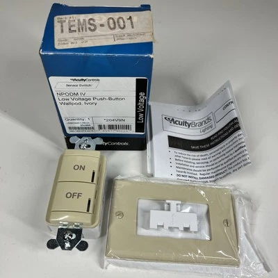 nLight Sensor Switch NPODM IV Push 2 Button On Off Wall Switch Ivory Utility NEW