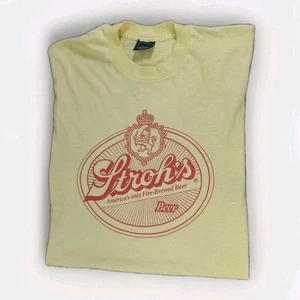 Vintage Stroh's Bier gelb Tshirt XL Einzelnaht USA Baumwolle Herren Damen  - Bild 1 von 10