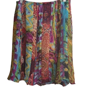 Falda para mujer Chico's colorida estampada talla 2 (mediana) bohemia caprichosa rodilla - Imagen 1 de 10