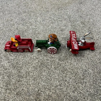 3 复古 ERTL Looney Tunes 压铸 Bugs 兔子飞机 Daffy Duck & Porky Pig 拖拉机 — 第 1/4 张图片