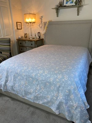 Wamsutta "Pima Cott" Queen Flat Sheet Floral Vtg gray, pale orange, Luxury - Image 1 of 4