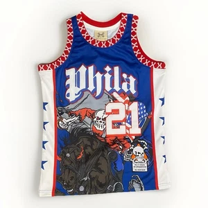 Brand X x Joel Embiid Jersey XS Phila 21 Skull Graphic Rare Limited $125 - Picture 1 of 5