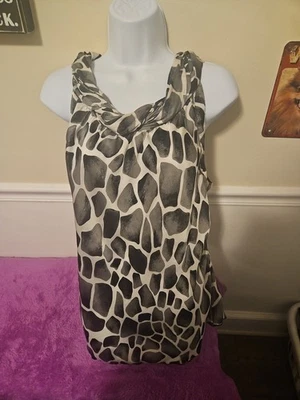 Dress Barn Size Large Womens Black& White Zebra Like Dress Shirt Size Large — 第 1/4 张图片