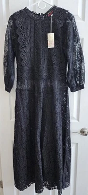 Johnny Was Biya Thea PS Black Lace Dress NWT Slip Lining Evening Ware - Image 1 of 4