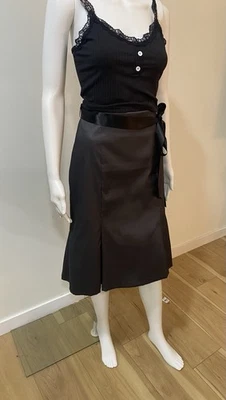 Falda midi Joseph Ribkoff talla 10, cinturón de satén, base de tul, falda estilo Godet Foto 1 de 4