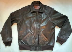 Coronado Brown Leather Bomber Jacket Mens 44T NRA Conceal Carry Pockets Zip up - Picture 1 of 21