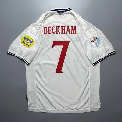 ENGLAND UMBRO 2000 EURO FOOTBALL SOCCER HOME JERSEY #7 DAVID BECKHAM SIZE “XL” - Image 1 of 4