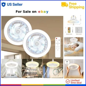 Ceiling Fan Light LED 10 Inch E27 Dimmable Remote White Ventilation Bathroom - Picture 1 of 11