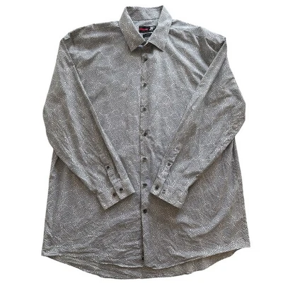 J.Ferrar XXL 2XL Camisa Blanca y Negra Patrón Manga Larga Vestido Para Hombre Con Botones Foto 1 de 4