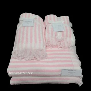 8-teiliges Kassadecor Chic Parisienne rosa weiß Streifen Bad Handwaschlappen Handtuch Set - Bild 1 von 7