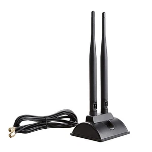 High Gain 2.4G/5G Dual Band WiFi Antenna SMA Female Connector W/ Magnetic Base - Zdjęcie 1 z 6