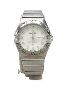 Omega Damenuhr Constellation Quarz Analog Edelstahl weiß silber gebraucht - Bild 1 von 9