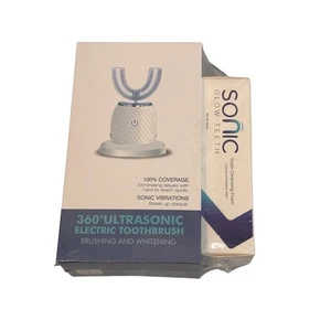 360 degree Ultrasonic U-Shaped Toothbrush Set + Sonic Toothpaste Cleansing Foam - Picture 1 of 5