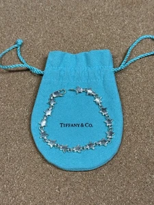 Rare Vintage Tiffany & Co Sterling Silver Star Chain Link Bracelet with Pouch - Bild 1 von 13