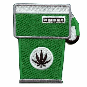 Bestickter Aufnäher Green Weed Gas Pump Emoji Bügelbild - Bild 1 von 1