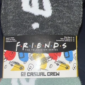 NEW Friends The TV Series Themed Casual CREW SOCKS 6 Pairs Size 6-12 - Picture 1 of 4