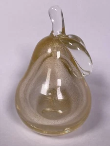 Vintage Archimede Seguso Studio Arte Murano Vetro Soffiato a Mano Oro Macchia Frutta Pera - Foto 1 di 9