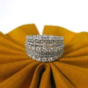 2.00 Ct Round Cut Real Moissanite Cluster Engagement Ring In 925 Sterling Silver - Picture 1 of 5