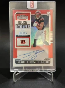 2023 Panini Contenders Chase Brown Red Zone FOTL RPS Ticket Rookie On Card Auto - Picture 1 of 2