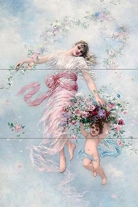 Blumenfee E. Semenowsky Mädchen Engel Fliese Wandbild Backsplash Kunst Marmor Keramik - Bild 1 von 21