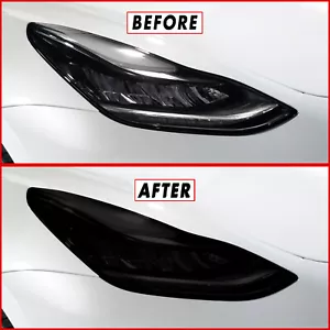 FOR 20-24 Tesla Model Y Headlight & Fog Light SMOKE Precut Vinyl Tint Overlays - Picture 1 of 9