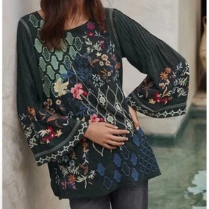 JOHNNY WAS Esmerelda Embroidered Floral Tunic Size Medium - Picture 1 of 7