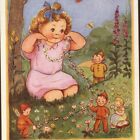MINT..! FAIRY,BROWNIE,WEAVE DAISY NECKLACE FOR GIRL,PHYLLIS PURSER,OLD POSTCARD