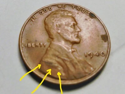 1940 P WHEAT Cent (OBV & REV LAMINATION  ERROR  WITH  PEEL  #GRA40P - Image 1 of 4