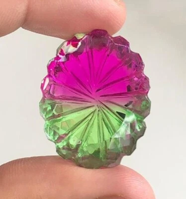 58 Cts Bi Color Tourmaline, Laser Cut Carving Tourmaline Loose Gemstone - Image 1 of 4