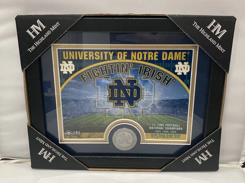 Notre Dame Fighting Irish NCAA 11"x9" Framed & Matted Stadium Photo Mint w/ Coin Cover