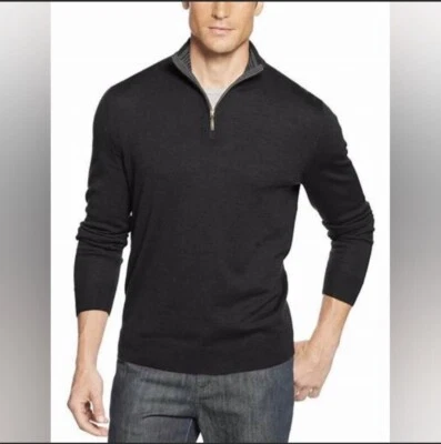 Club Room Mens Quarter-Zip Merino Wool Blend Mock-Neck Pullover Sweater  Large - Image 1 of 4