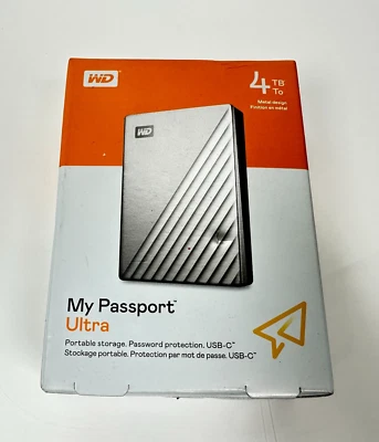 (NEW) WD My Passport Ultra 4TB Portable External Storage HDD WDBFTM0040BSL-WESN - Image 1 of 4