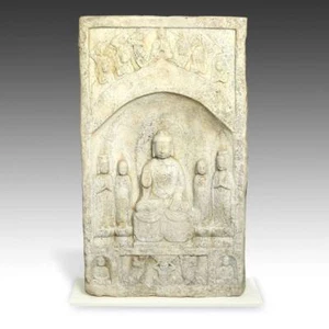 CHINESE BUDDHIST STELE SCULPTURE QING ZHOU STONE HEBEI PROVINCE BUDDHISM 19TH C. - Picture 1 of 7