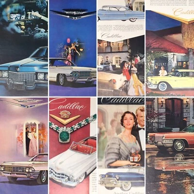 Cadillac 9 x LOTE VINTAGE Big Print Ad Winston Cartier rosa 1953 55 58 62 65 72 GM - Imagem 1 de 4
