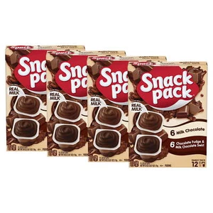 (4 Pack) Snack Pack Milk Chocolate and Chocolate Fudge/Milk Chocolate 12 Count - Picture 1 of 8