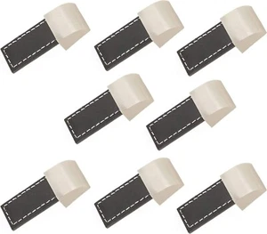 8Pcs Leather Pulls Handle Door Cupboard Drawer Desk Cabinet Knob Furniture Black - Picture 1 of 2