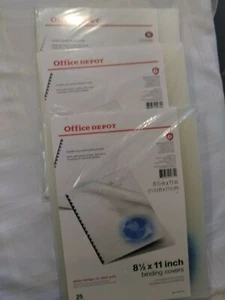 Office Depot Report Covers 8-1/2 x 11 Plastic Binding Sheets Brand New. Lot of 3 - Picture 1 of 2