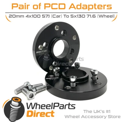 PCD Adapters 4x100 57.1 (Car) to 5x130 71.6 (Wheel) 20mm for VW Golf [Mk1] 74-84 - Image 1 of 4