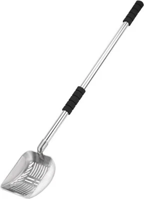 Cat Litter Scoop 32.8in Long Handle No Bending Back Metal Stainless Non-Stick