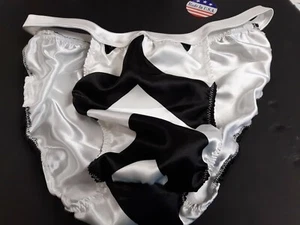 NUEVO Bikini Brillante Satén Brillante S M L o XL Charmeuse EE. UU. Negro chevron colmena - Imagen 1 de 1