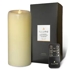 Illure 4" X 10" 3D Flickering Flameless LED Pillar Candle - Ivory - Picture 1 of 1