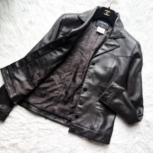 CHANEL Biker Jacket Dark Brown Rider Blouson Leather Size 36 Made in France - Picture 1 of 14