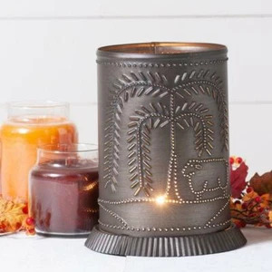 Rustic Punched Tin Jar Candle Warmer w/ WILLOW in Kettle Black Farmhouse Decor - Picture 1 of 4