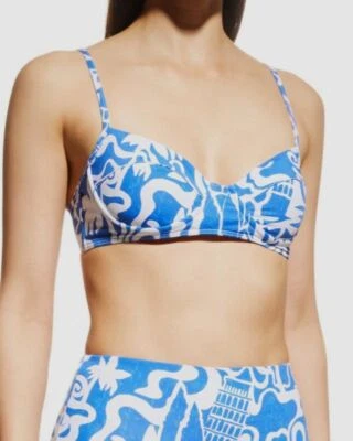 $170 Mara Hoffman Women's Blue Lua Balconette Bikini Top Swimwear Size Large Foto 1 de 2